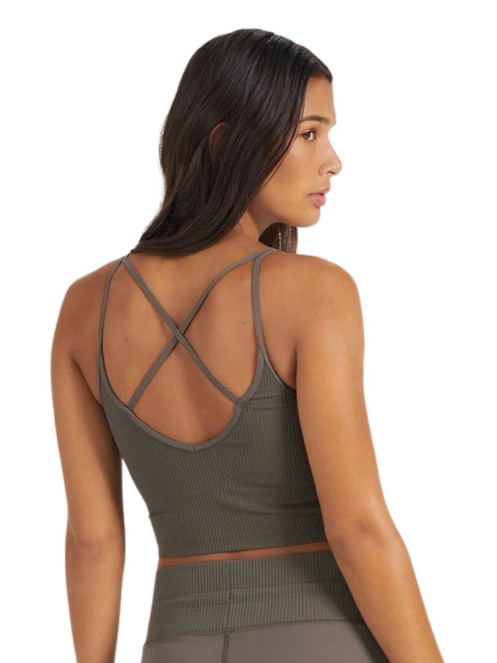 Vuori Ribbed Crop Tank Oregano